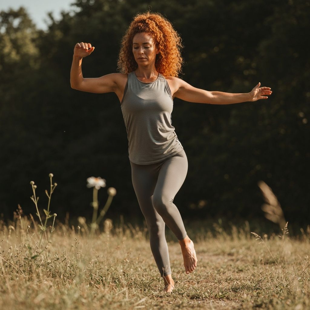 Woman practicing balance exercise